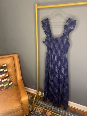 Hill House Home Navy Metallic Smocked Nap Dress Size M
